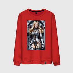 Свитшот хлопковый мужской Cyber sexy Barbie - ai art fantasy, цвет: красный