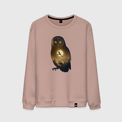 Свитшот хлопковый мужской Лунная совушка, цвет: пыльно-розовый