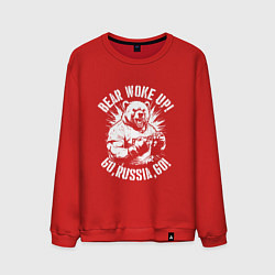 Свитшот хлопковый мужской Медведь проснулся, цвет: красный