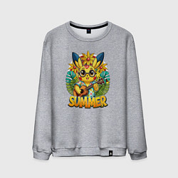 Мужской свитшот Пикачу с гитарой жаркое лето