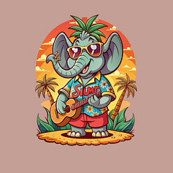 Свитшот хлопковый мужской Слон играет на гитаре жаркое лето, цвет: пыльно-розовый — фото 2