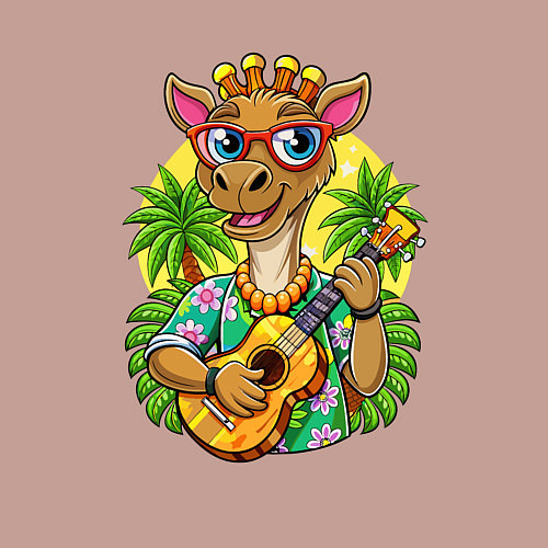 Мужской свитшот Жираф играет на гитаре жаркое лето / Пыльно-розовый – фото 3