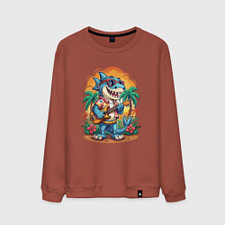 Мужской свитшот Акула играет на гитаре жарким летом