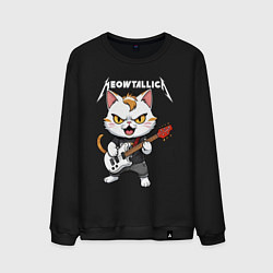 Свитшот хлопковый мужской Meowtallica rock, цвет: черный