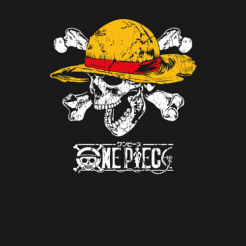 Мужской свитшот One piece череп в соломенной шляпе / Черный – фото 3