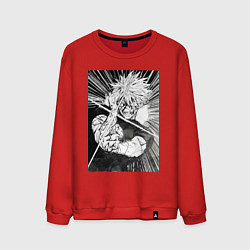 Свитшот хлопковый мужской Магическая битва Сатору Годзё пурпурный манга, цвет: красный