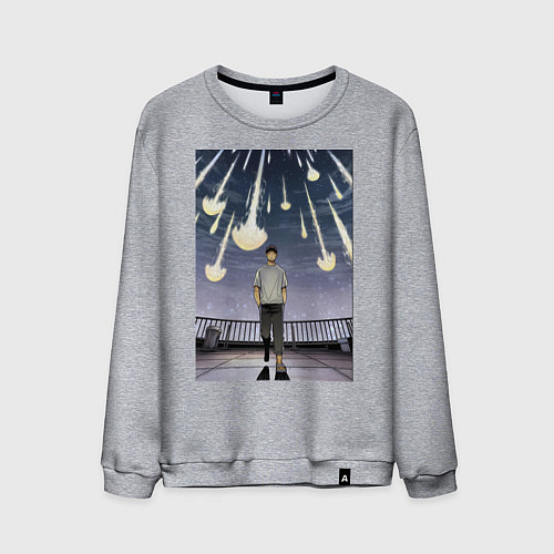 Мужской свитшот Кайдзю номер восемь Кафка Хибино звездопад / Меланж – фото 1