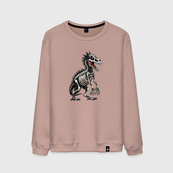 Свитшот хлопковый мужской Скелет доисторического динозавра, цвет: пыльно-розовый