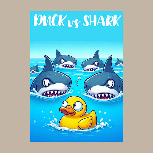 Мужской свитшот Duck vs shark - ai art fantasy / Миндальный – фото 3