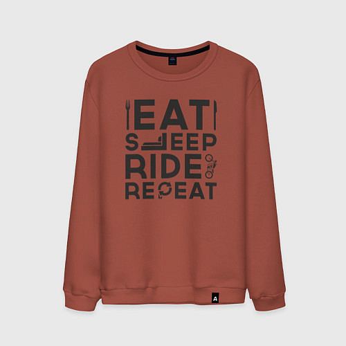 Мужской свитшот Eat sleep ride repeat / Кирпичный – фото 1