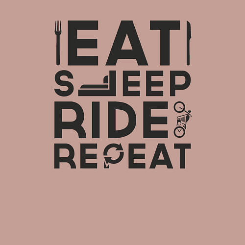 Мужской свитшот Eat sleep ride repeat / Пыльно-розовый – фото 3