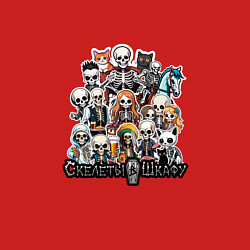 Свитшот хлопковый мужской Стикеры со скелетами, цвет: красный — фото 2