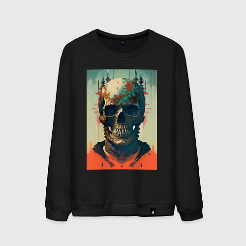 Мужской свитшот Ai art skull - fantasy / Черный – фото 1