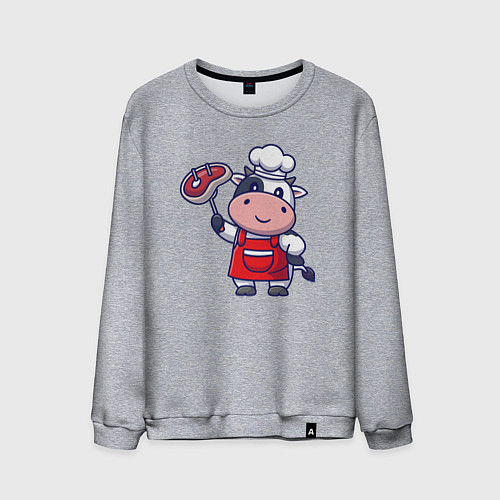 Мужской свитшот Коровка повар / Меланж – фото 1