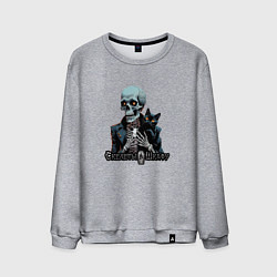 Мужской свитшот Арт котик и скелет
