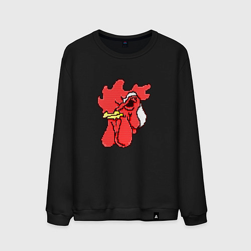 Мужской свитшот Хотлайн Майами - маска петуха / Черный – фото 1
