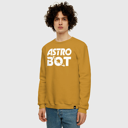 Мужской свитшот Astro bot logo / Горчичный – фото 3