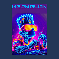 Свитшот хлопковый мужской Bart Simpson - neon fantasy ai art, цвет: тёмно-синий — фото 2