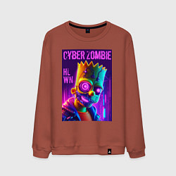 Мужской свитшот Bart Simpson cyber zombie - halloween ai art