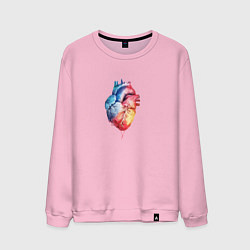 Свитшот хлопковый мужской Краски сердца, цвет: светло-розовый