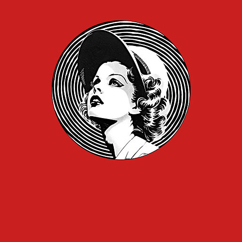 Мужской свитшот Ретро -лицо девушки шестидесятых / Красный – фото 3