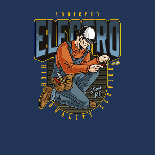 Мужской свитшот Addicted electro high quality service / Тёмно-синий – фото 3