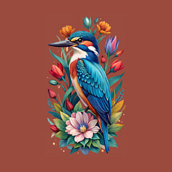 Свитшот хлопковый мужской Птица зимородок среди цветов, цвет: кирпичный — фото 2