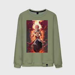 Свитшот хлопковый мужской Хвост Феи Нацу Драгнил дракон, цвет: авокадо
