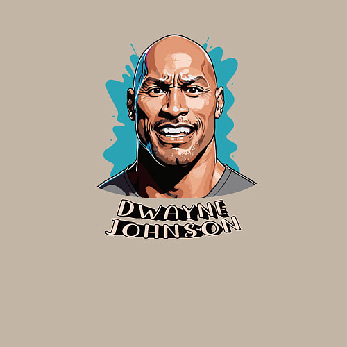 Мужской свитшот Карикатурный портрет Дуэйна Джонсона / Миндальный – фото 3