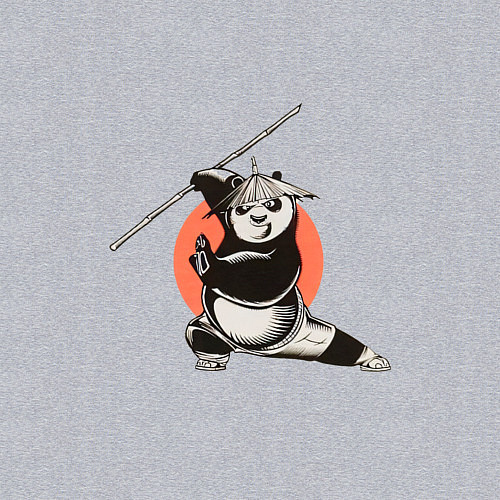 Мужской свитшот Кунгфу панда По с бамбуковой палкой / Меланж – фото 3