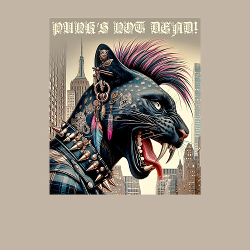 Мужской свитшот Cool panther - punks not dead / Миндальный – фото 3