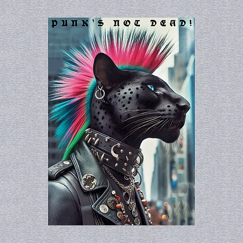 Мужской свитшот Dude panther - punks not dead / Меланж – фото 3