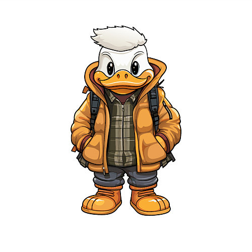 Мужской свитшот Утёнок в тёплой куртке / Белый – фото 3