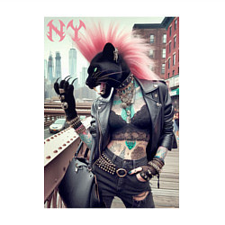 Свитшот хлопковый мужской Крутая пантера панк из Нью-Йорка - нейросеть, цвет: белый — фото 2