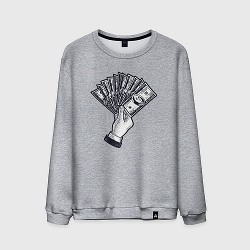 Мужской свитшот Доллары в руке / Меланж – фото 1