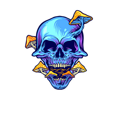 Мужской свитшот Череп с грибочками / Белый – фото 3