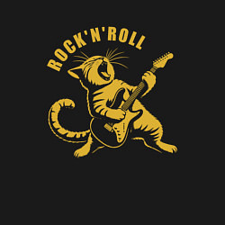 Свитшот хлопковый мужской Кот гитарист играет на гитаре рок-н-ролл ретро, цвет: черный — фото 2