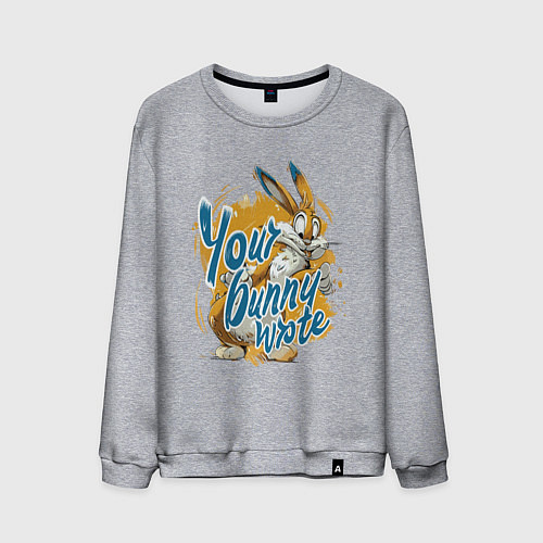 Мужской свитшот Your bunny wrote sign / Меланж – фото 1