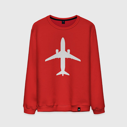Мужской свитшот Белый облик самолета SJ-100 / Красный – фото 1