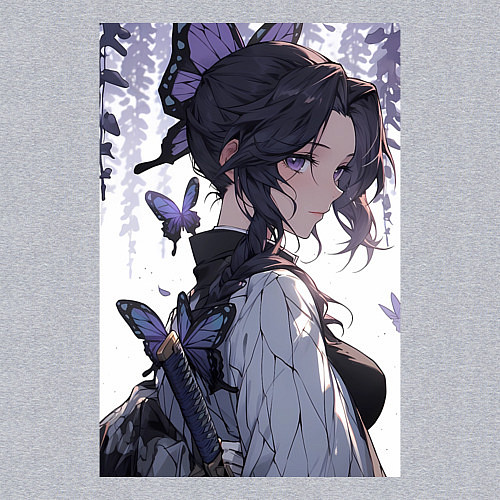 Мужской свитшот Клинок, рассекающий демонов Синобу Котё бабочка / Меланж – фото 3