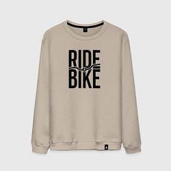 Свитшот хлопковый мужской Black ride bike, цвет: миндальный