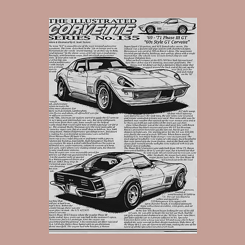 Мужской свитшот Chevrolet Corvette / Пыльно-розовый – фото 3
