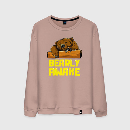 Мужской свитшот Bearly awake / Пыльно-розовый – фото 1