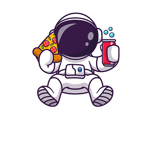 Мужской свитшот Космонавт ест пиццу / Белый – фото 3