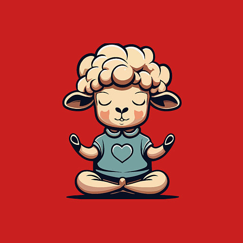 Мужской свитшот Медитирующая овечка / Красный – фото 3