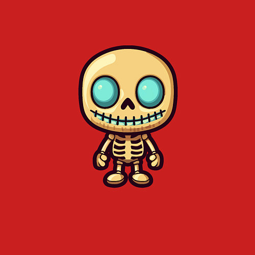 Мужской свитшот Маленький скелет / Красный – фото 3