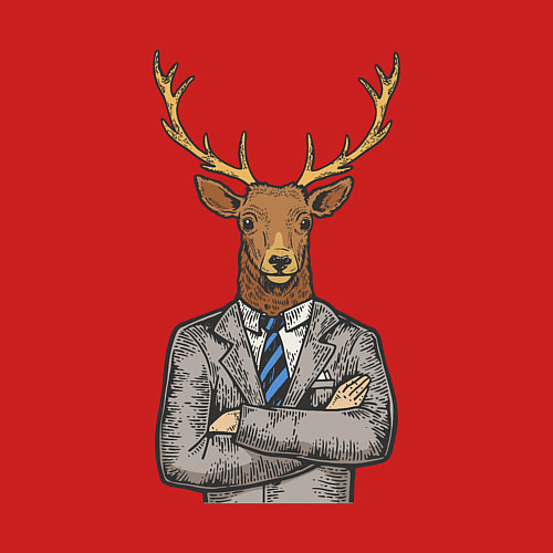 Мужской свитшот Олень босс / Красный – фото 3