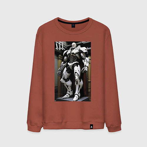 Мужской свитшот Ленин киборг - нейросеть / Кирпичный – фото 1