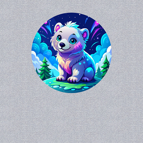Мужской свитшот Белый медвежонок в Арктике / Меланж – фото 3