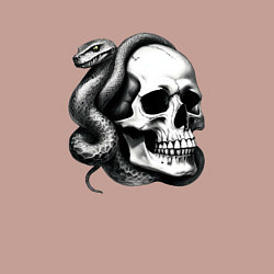 Свитшот хлопковый мужской Змея и череп, цвет: пыльно-розовый — фото 2